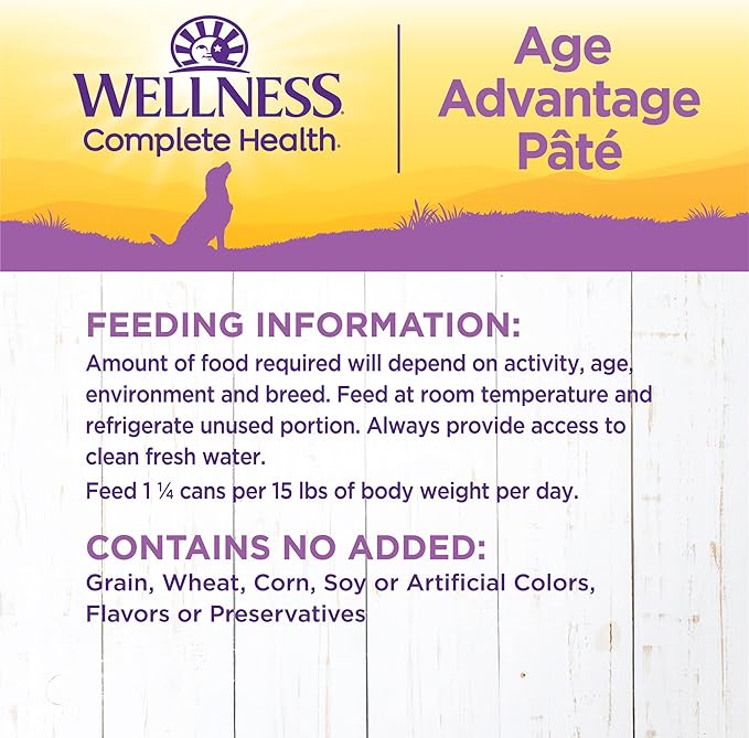 Wellness Complete Health Pate Age Advantage Senior Canned Wet Dog Food, Wholesome Grains, Natural, Chicken and Sweet Potato, 12.5 oz, Pack of 12 Cans