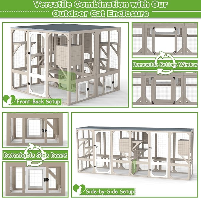 PetsCosset Catio Outdoor Cat Enclosures 4 Story Large Cat's House for Indoor Outdoor Window Catio Wooden Outside Kitty Patio with Resting Room,Waterproof Roof,Jumping Playforms (47" H Cat Catio)