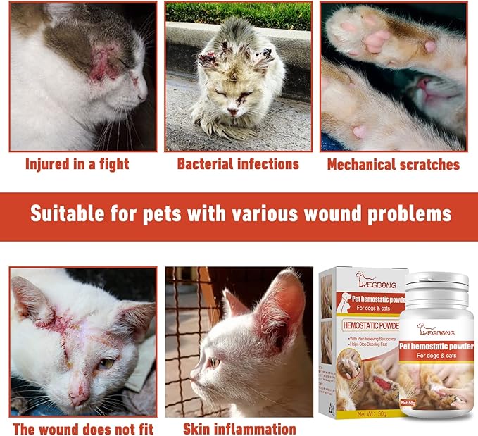 hejhncii 50g Medicated Powder for Bleeding Styptic Powder for Dogs Cats Pet Dogs Cats Skin Care Styptic Powder Pet Styptic Powder