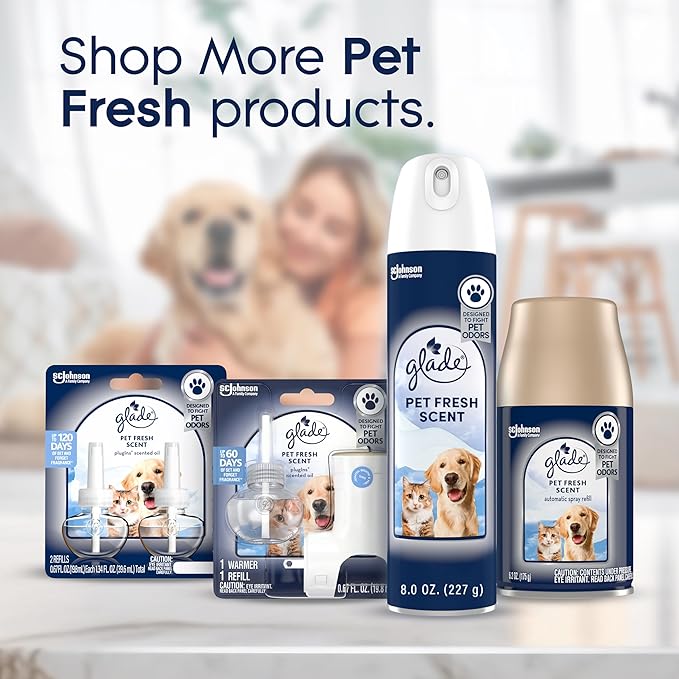 Glade PlugIns Refills Air Freshener, Pet Fresh Scent, Scented and Essential Oils for Home and Bathroom, 0.67 Fl Oz, 5 Count