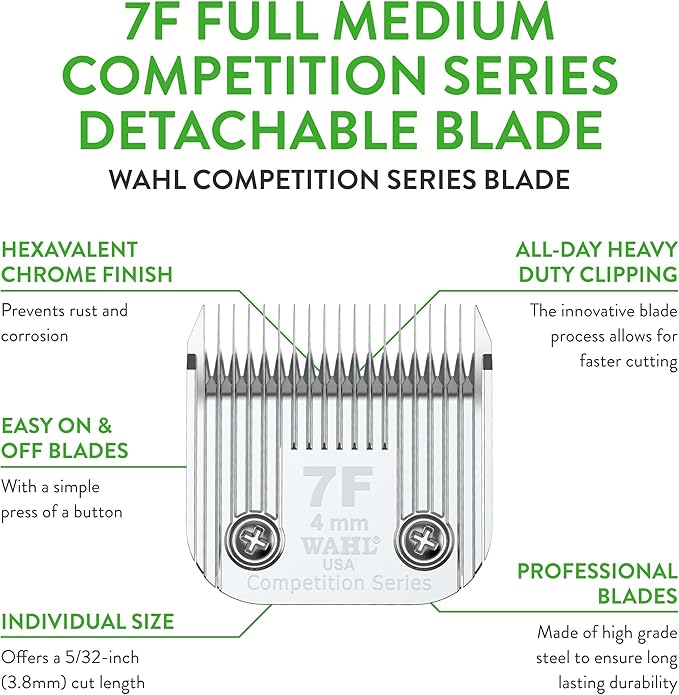 Wahl Professional Animal 7F Full Medium Competition Series Detachable Blade with 4/25-Inch Cut Length (2368-100)
