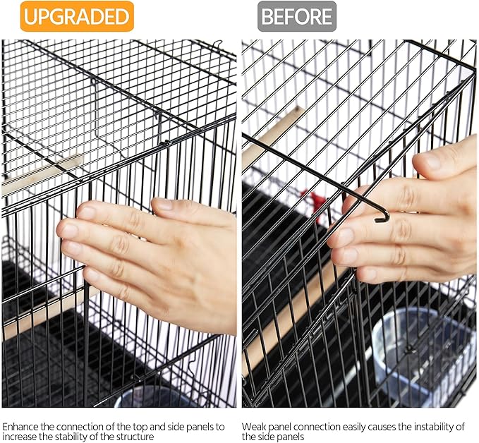 Yaheetech Pack of 2 Stackable Rectangle Breeding Flight Parakeet Bird Cage for Finches Budgies Cockatiels Conures Lovebirds Canaries Parrots w/Slide-Out Tray