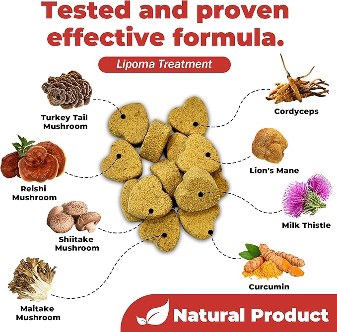 Dog Lumps and Bumps Supplement, Lipoma Treatment for Dogs - Immune Support Chews with Turkey Tail Mushroom, Reishi, Shiitake, Maitake, Curcumin & CoQ10 - Veterinarian formulated - 150 Chews