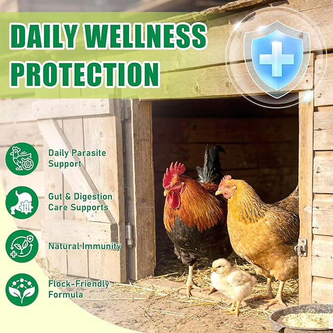 Natural Poultry Wellness Powder, Chili Flavor - Easy-Mix Feed Supplement for Chickens & Birds, Egg-Friendly Daily Support, 1.2 lb Resealable Pouch