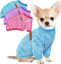 3 Pack Dog Sweaters for Small Dogs Girl Boy Winter Fleece Clothes Warm Soft Dog Sweatshirt Outfit for Dogs Cats Pet Apparel (Rose+Light Blue+Purple, Large)