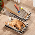 Cat Scratcher Box with 4 Scratching Pads&2 Separate Cardboard Boxes,2-in-1 Cardboard Cat Scratch for Multiple Kitten Interactive Play,Checkered(Ball & Fish Catnip Toy Included)