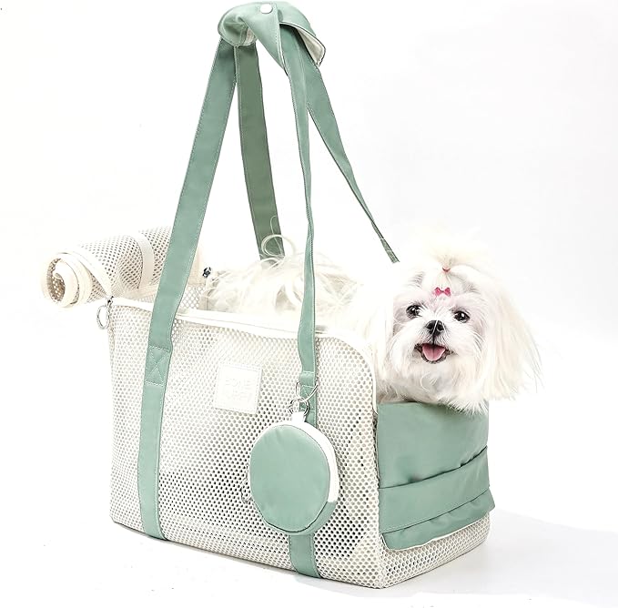 Pet Breathable Mesh Tote Bag, Pet Hands-Free Shoulder Bag,Dog and Cat Lightweight and Comfortable Pet Shoulder Bag, Pet Carrier Purse for Small Dog Cat（Can Hold 10 Pounds）