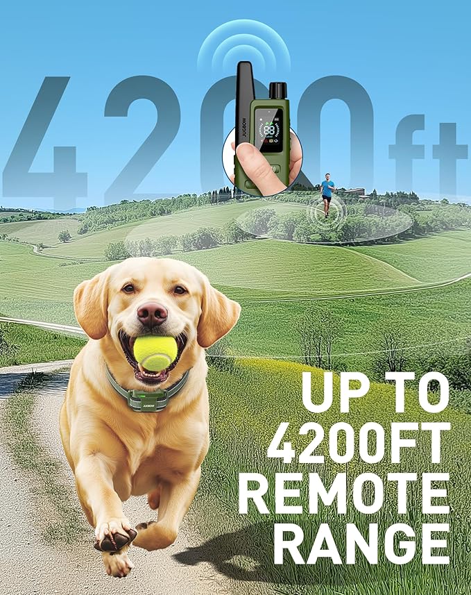 Jugbow Dog Shock Collar - 4200FT Dog Training Collar with Remote for 10-120lbs Small Medium Large Dogs, IPX8 Waterproof E Collar with 4 Training Modes, Security Lock, Rechargeable Shock Collar(61CGN)
