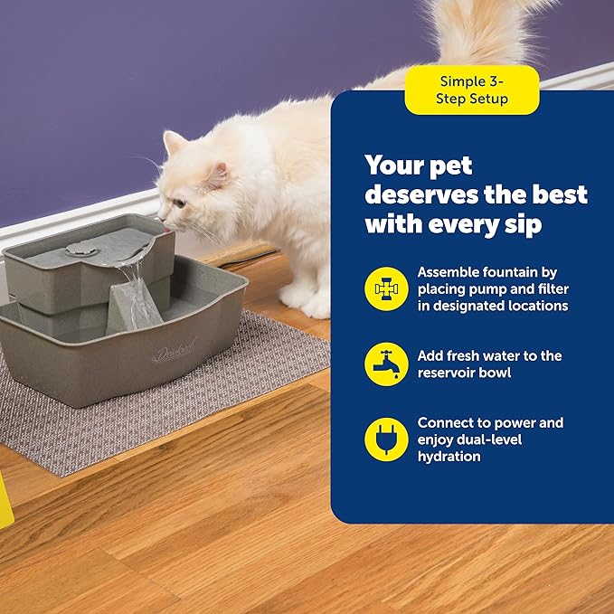 PetSafe Drinkwell Multi-Tier Pet Fountain - Encourages Hydration for Cats & Dogs - Large-Capacity Waterer - Double Tier - Filtered Fountain with Carbon Filter - 100 oz Water Capacity