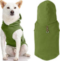 Gooby Fleece Vest Hoodie Dog Sweater - Green, X-Small - Warm Pullover Dog Hoodie with O-Ring Leash for Small to Medium Dogs