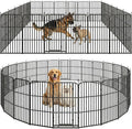 Metal Dog Playpen 47" 24 Panels with 2 Doors for Medium Large Dogs, Indoor Outdoor Exercise Pen for Yard RV Camping, Thickened Steel Tube, Gravity Lock & Ball Head Iron Rods