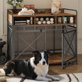 Dog Crate Furniture, 48" Heavy Duty Wooden Dog Crate End Table, XL Dog Kennel Furniture Large Breed, Decorative Dog Kennel Indoor with 3 Drawers & Steel Tubes 48" L x28 W x38 H (Rustic Brown)