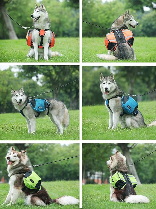 Polyester Dog Saddlebags Pack Hound Travel Camping Hiking Backpack Saddle Bag for Small Medium Large Dogs (Orange,M)