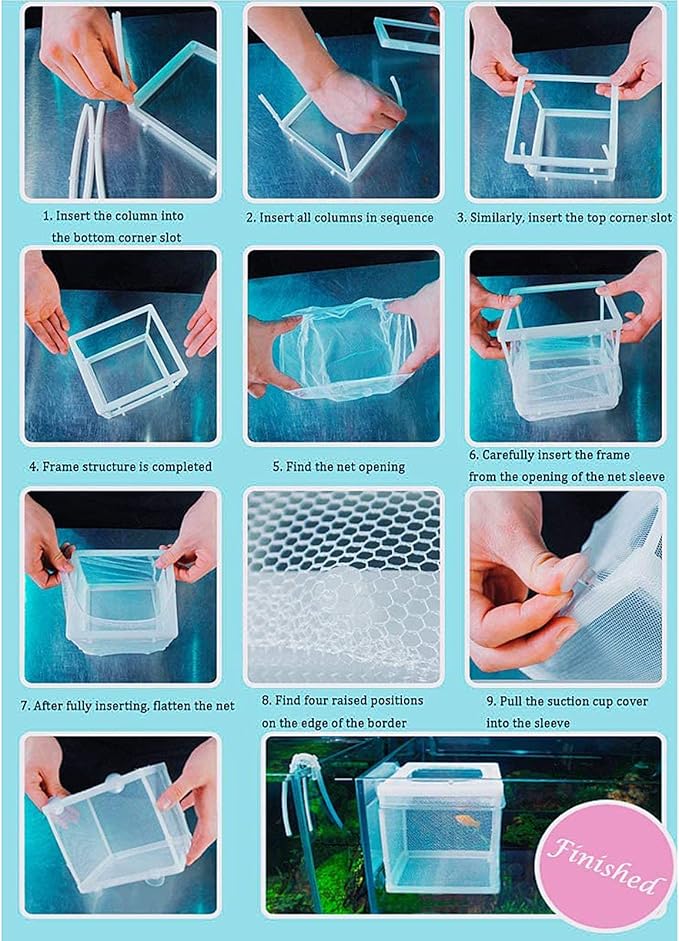 Still Awake Aquarium Fish Breeder Box, Fish Isolation Box, Hatching Box, Juvenile Fish Spawning Incubator, Water Isolation Net Hatcher, Nylon Mesh Fish Fry Hatchery Separation Net（White S）