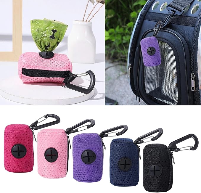 Pet Trash Bag Holder Poop Bag Dispenser MeshFabric Pooper Bag Dispenser LeashHook Pet Waste Bag Holder