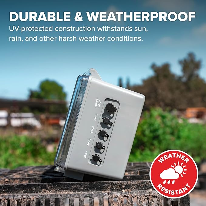 Bird B Gone - Bird Chase Super Sonic - Outdoor Sound Repellent - Scares Away Birds - Durable Weather Resistant Design - for Large Open Outside Spaces - Programmable Device - Up to 1 Acre Coverage