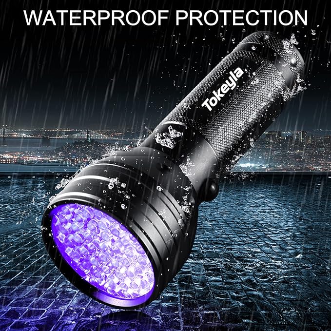 UV Flashlight Black Light, 51 LED UV Light Handheld Blacklight, Pet Urine Detectors 395nm Detector for Pet Urine, Dog/Cat Urine Stains, Bed Bug and Scorpions（Battery Not Included）