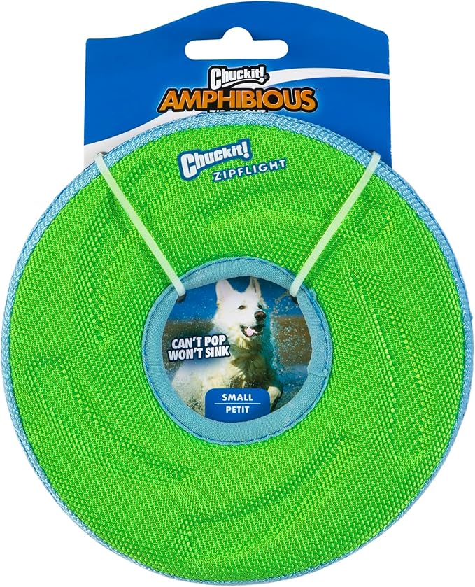 Chuckit! Zipflight Flying Disc Dog Toy, Small (6"), Green and light Blue