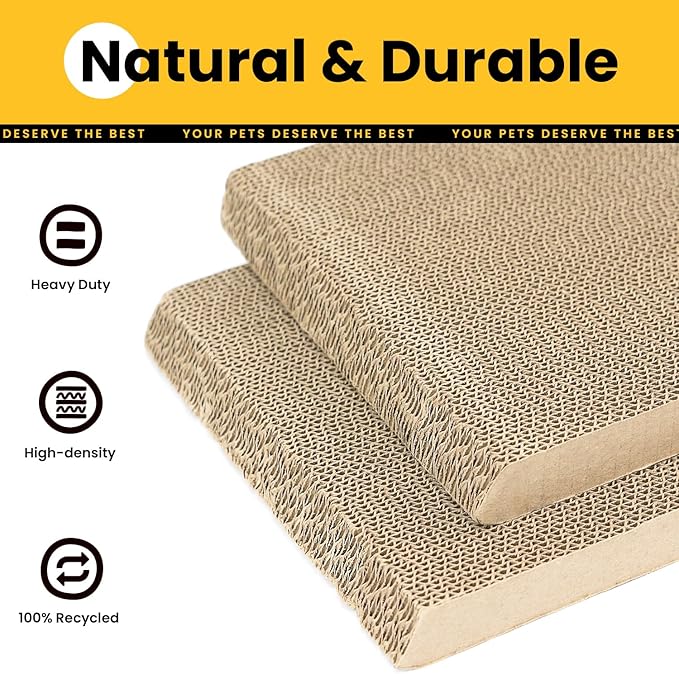 A-Frame Cat Scratching Board, Recycled Cardboard & Wood Frame, Dual-Sided Vertical Horizontal Cat Scratcher for Indoor Kittens, Ideal for Multiple Cats- 2 Pack, Light Wood, Small
