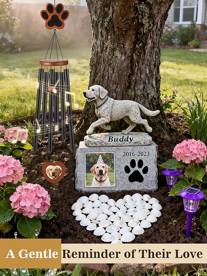 Alphatool Dog Memorial Wind Chimes Gifts with Photo Frame - 32in Sympathy Gift for Loss of Dog, Pet Memorial Gifts for Dogs Passing Away Bereavement