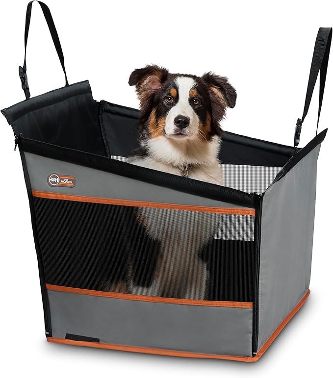 K&H Pet Products Buckle N Go Dog Car Seat for Large Dogs, Waterproof Fabric, Breathable Mesh Sides, Adjustable Seat Belt Leash, Carseat for Medium to Large Pets, Car Seat Cover - 21 X 19 X 19in