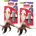 KONG Refillables Catnip Toys, Assorted 2-Pack – Plush Cat Toys with Refillable Catnip Pouch & Premium North American Catnip (Feather Mouse 2 Pack)