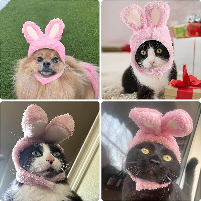 Cat Bunny Rabbit Ears Hat Costumes, Rabbit Ears for Dogs Party Costume Easter, Pet Accessory Cute Headwear, Easter Pet Costume for Cats Small Dogs Puppy (Pink)