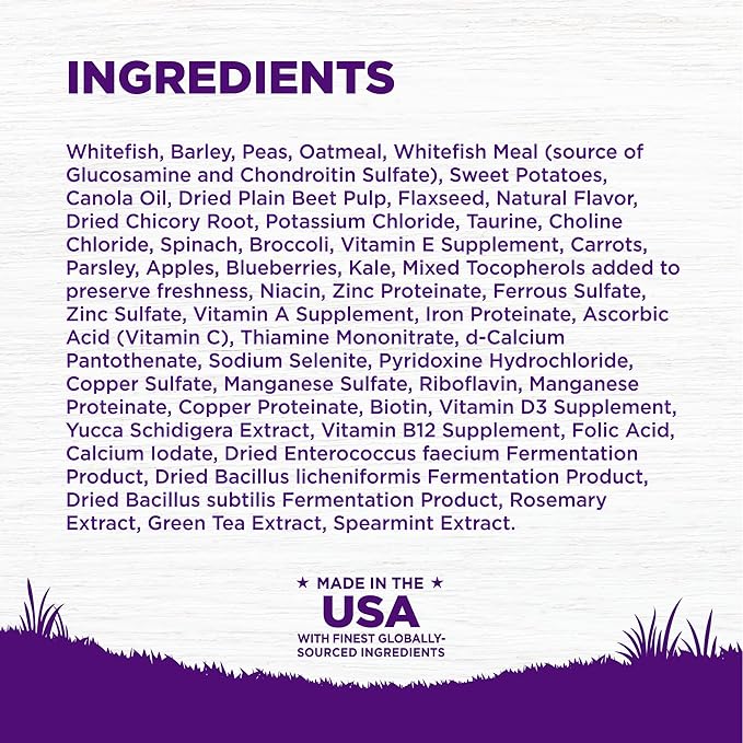 Wellness Complete Health Adult Dry Dog Food, Wholesome Grain Kibble, Natural, Chicken Free, Whitefish and Sweet Potato Recipe, 15 lb Bag