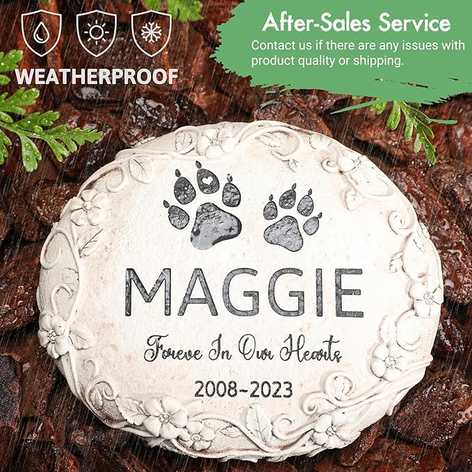 Personalized Pet Memorial Stone – Custom Dog, Cat & Animal Headstones and Burial Markers, Engraved Durable Outdoor Pet Tombstones, Memorial Stones & Sympathy Gifts for Pet Loss