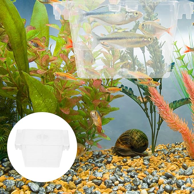 Veemoon Fish Incubator Box for Aquarium Breeding Tank with Aeration and Self-Flow Design, Nursery Hatchery Separator for Betta and Shrimp Habitat
