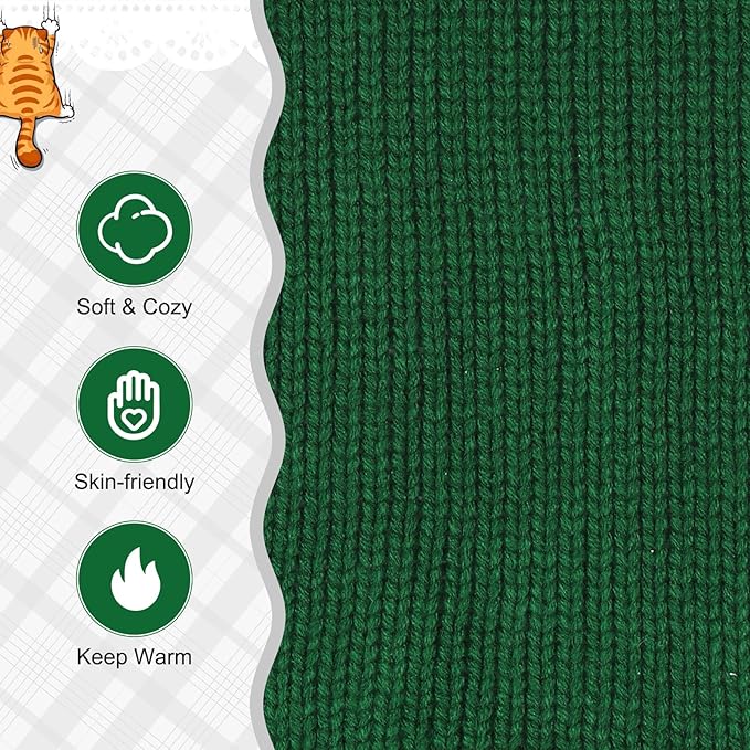 EXPAWLORER Cat Sweater Cardigan - Stylish Knitted Cat Clothes, British Style Soft Puppy Sweater with Sleeve Warm Pet Clothing Knitwear, Fall and Winter Kitten Coat for Girl Boy Cats, Green Small