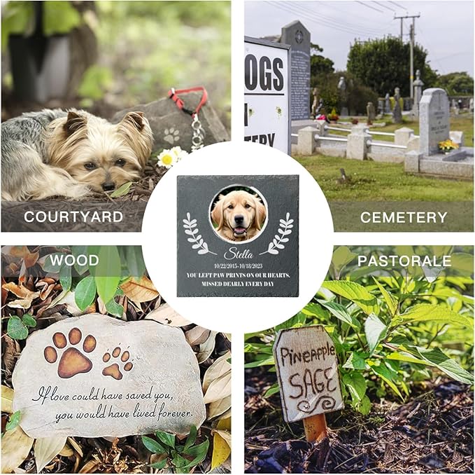 Alienc Personalized Pet Memorial Stone – Custom Dog & Cat Memorial Gifts for Loss, Outdoor Pet Grave Marker, Sympathy Keepsake for Dogs and Cats