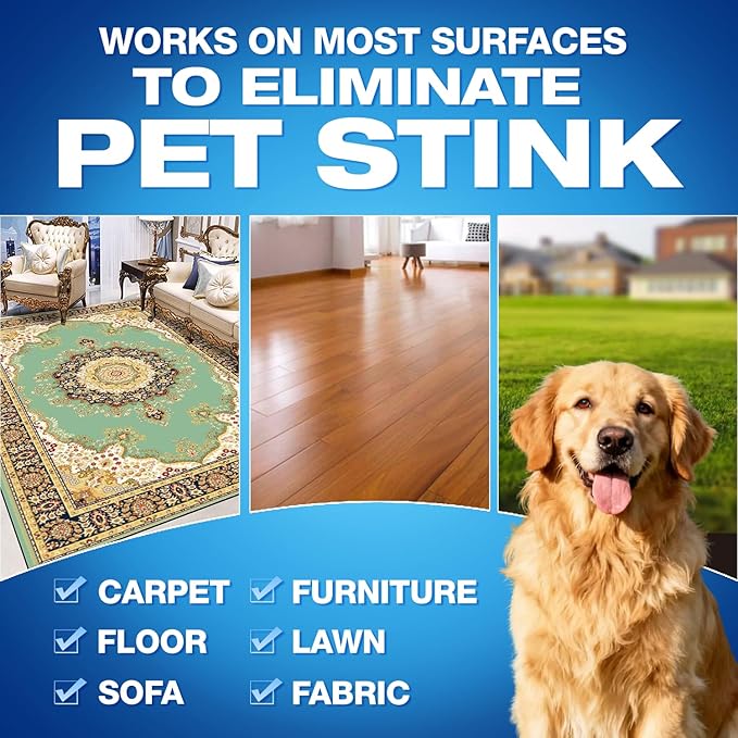 Pet Odor Eliminator, Odor Remover and Pet Spray Fragrance Free Colorless 16.9oz Spray, Safe Highly Effective Carpet and Cat Litter Deodorizer for Dogs and Cats