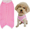 Dog’s Recovery Suit Post Surgery Shirt for Puppy, Wound Protective Clothes for Little Animals(Pink White Plaid-m)