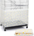 Shappy Large Bird Cage Net Cover for Seed Bird Cage Skirt Seed Catcher with Daisy Pattern Adjustable Nylon Protector for Budgie Parrot Parakeet Macaw(X-Large,White Daisy)