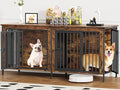 EasyCom Dog Crate Furniture for 1 or 2 Dogs, Heavy Duty Single/Double Dog Crates for Small/Medium/Large Dogs, Dog Kennel Furniture Indoor as TV Stand, Medium Size 63" L(20-35 Pounds), Brown
