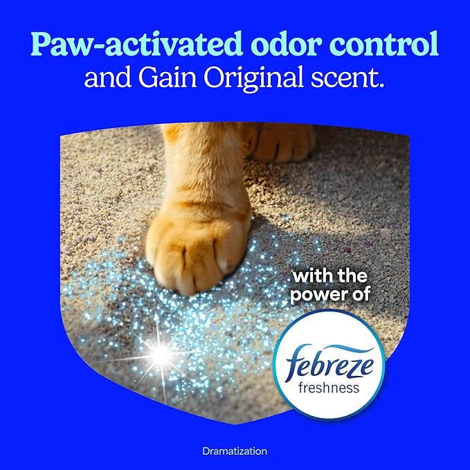 Fresh Step Odor Shield Advanced Multi Cat Clumping Litter with Febreze Freshness, Gain Original Scent, 18.5 lb Each, Pack of 2 (Package May Vary)