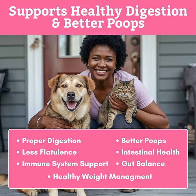 Wholistic Pet Organics Probiotics for Dogs with Digestive Enzymes & Prebiotic Fiber - 8 Oz - Daily Cat & Dog Probiotics for Digestive Health, Anti Diarrhea & Gut Support - Cat Probiotic - 227 Scoops