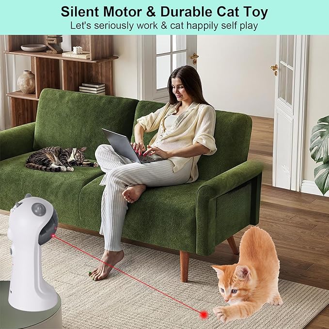 TBTeek Cat Toy, Automatic Motion-Activated, 5 Fun Patterns, 4 Speed Modes, Adjustable Light Angles, Random Rotating Trajectory, Rechargeable