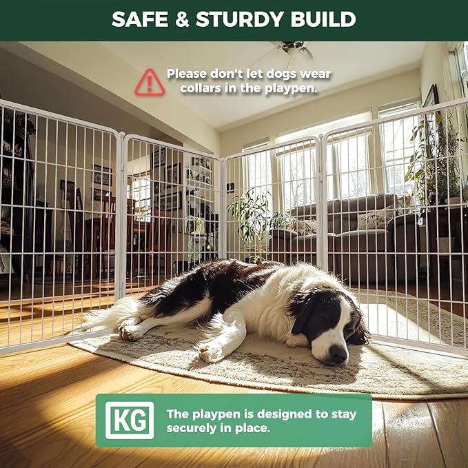 FXW Homeplus Unleashed Indoor Dog Playpen - Stress-Free and Safe Play, Heavy Duty 40 Inch 24 Panels Dog Pen for Medium and Large Dogs, White│Patented