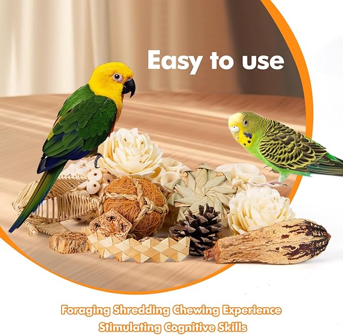 Large Style Bird Toys Box Bird Foraging Shredding Toy Box Parrot Foraging Shredding Toys Box Chewing Toy Birdcage Accessories for Conures Caiques Cockatiel Budgies Parakeet and Small to Medium Birds