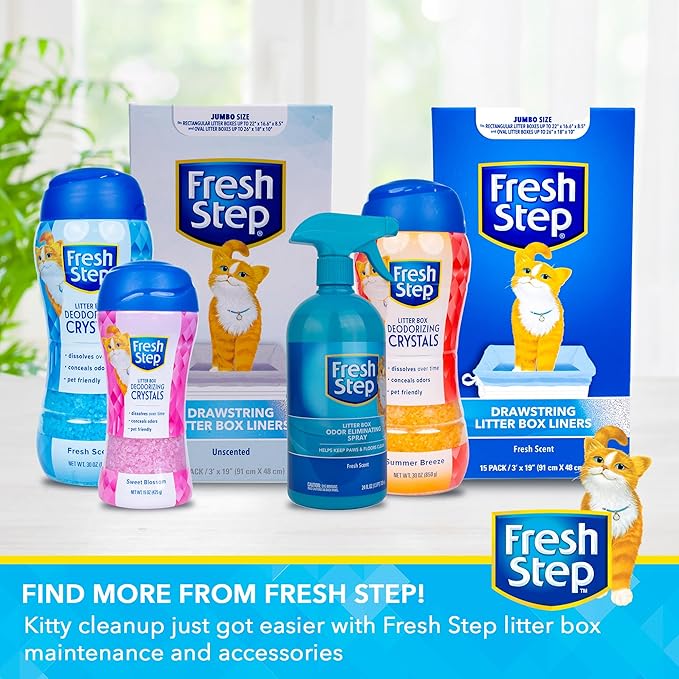 Fresh Step Cat Litter Crystals Deodorizer, Non Toxic Odor Neutralizing Crystals for Litter Boxes that Help Control Smells and Keep Home Areas Fresh, Sweet Blossom Scent, 30 Ounce