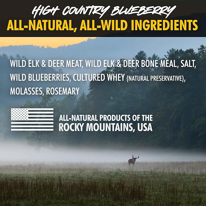 High Country Wild Blueberry Elk & Venison Multipurpose Dog Treats - Natural Grain-Free Puppy & Dog Snacks - Protein for Training & Reward - No Fillers, No Artificial Preservatives, 8oz 3 Packs