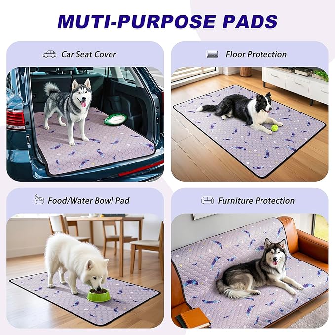 Washable Pee Pads for Dogs, 2Pack Reusable Puppy Pads, Super Absorbent & Leakproof Dog Pads, Anti-Slip Dog Pee Pads for Puppy Training & Incontinence, Feather Pattern 36"x41"