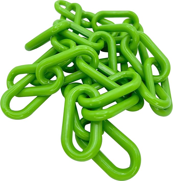 2002 5ft Big Green Plastic Chain - Big Colorful Plastic Chain, Large Chunky Links, Versatile in Uses, Great Fun for Medium to Large Size Pet Birds to Manipulate
