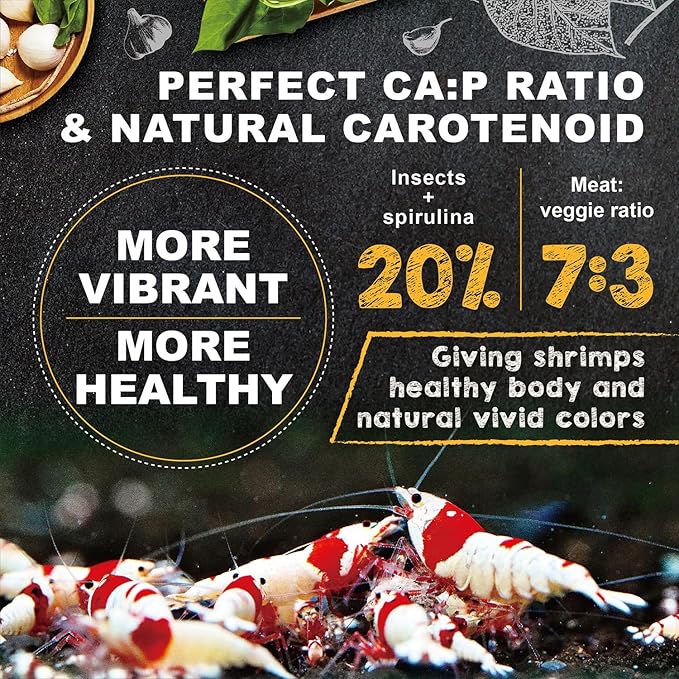 Ultra Fresh Shrimp Food, High Protein, Rich in Vitamins for Crystal, Caridina and Small Tropical Shrimp 4.94oz