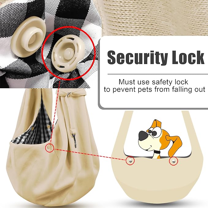 Tomkas Small Dog Sling Carrier - Classic Pocket & Classic Strap - for 3-10 lbs Pets(Cream)