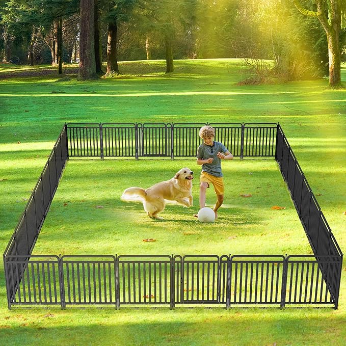 New Thickened Version Dog Playpen, 32 Inch Dog Fences for The Yard, Portable Outdoor Dog Playpen for Large/Medium/Small Dogs, Foldable Metal Dog playpen, with Doors (40 Panels, 32 Inch)
