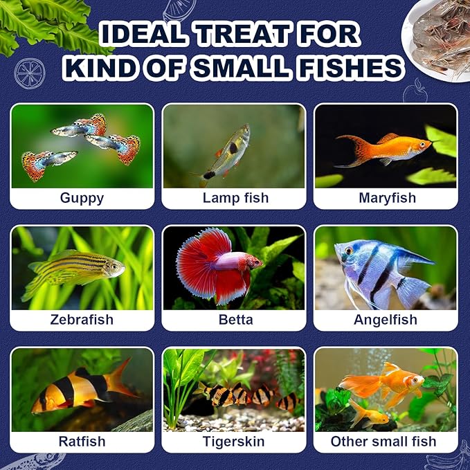 Small Fish Food Universal - Color Enhancing All Natural Ingredients Brine Shrimp Spirulina High Protein Fish Food Patch for Betta Angelfish Guppies tigerskin and Other Small Fish(4oz)