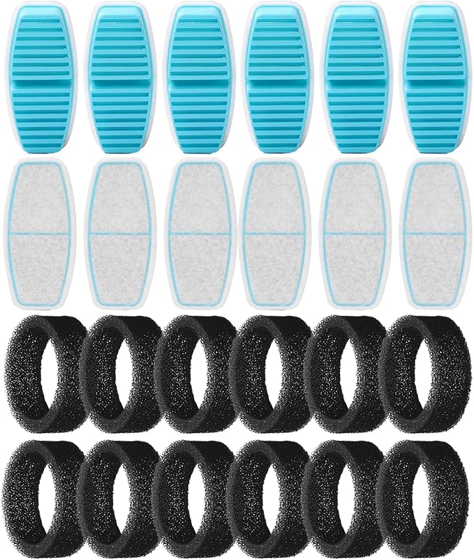 Cat Fountain Replacement Filters: 24 Pet Fountain Filter for FOFNON Cat Water Fountains - 6 Months Set of Pet Fountains Filter - Including12 Pieces Filters + 12 Pieces Sponges